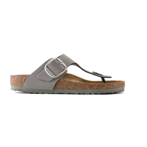 NIB $150 Birkenstock Gizeh Big Buckle Nubuck Leather in Dove Gray - size 37! - Picture 3 of 5